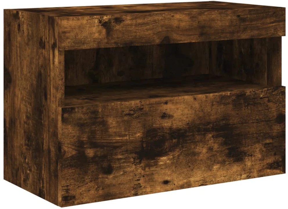 TV staliukas Sieninė TV spintelė su LED lemputėmis, dūminė, 60x30x40cm