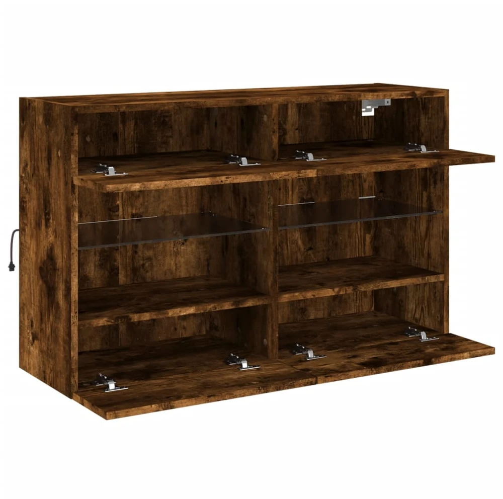 TV staliukas Sieninė TV spintelė su LED lemputėmis, dūminė, 98,5x30x60,5cm