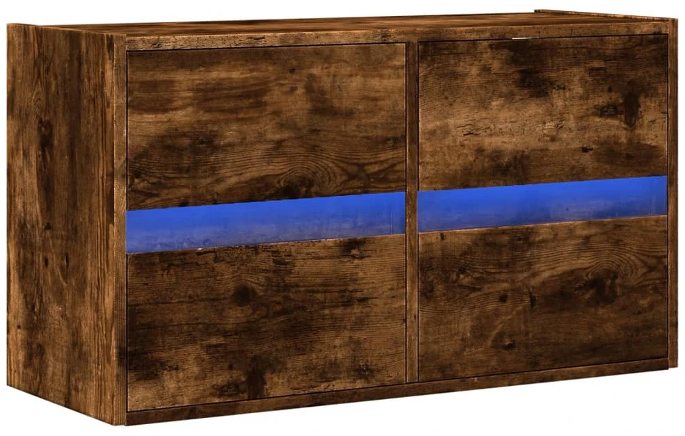 TV staliukas Sieninė TV spintelė su LED lemputėmis, dūminė, 80x31x45cm