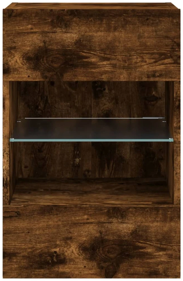 TV staliukas Sieninė TV spintelė su LED lemputėmis, dūminė, 40x30x60,5cm