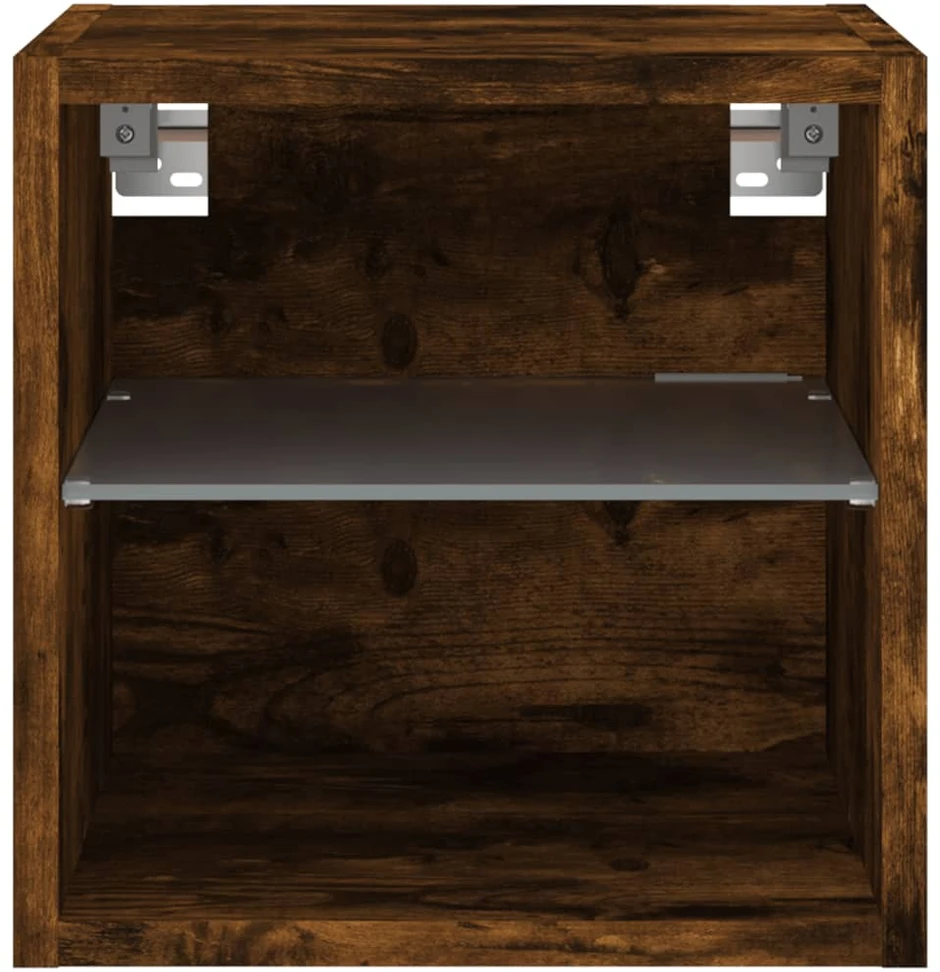 Sieninė TV spintelė su LED lemputėmis, dūminė, 30x28,5x30cm