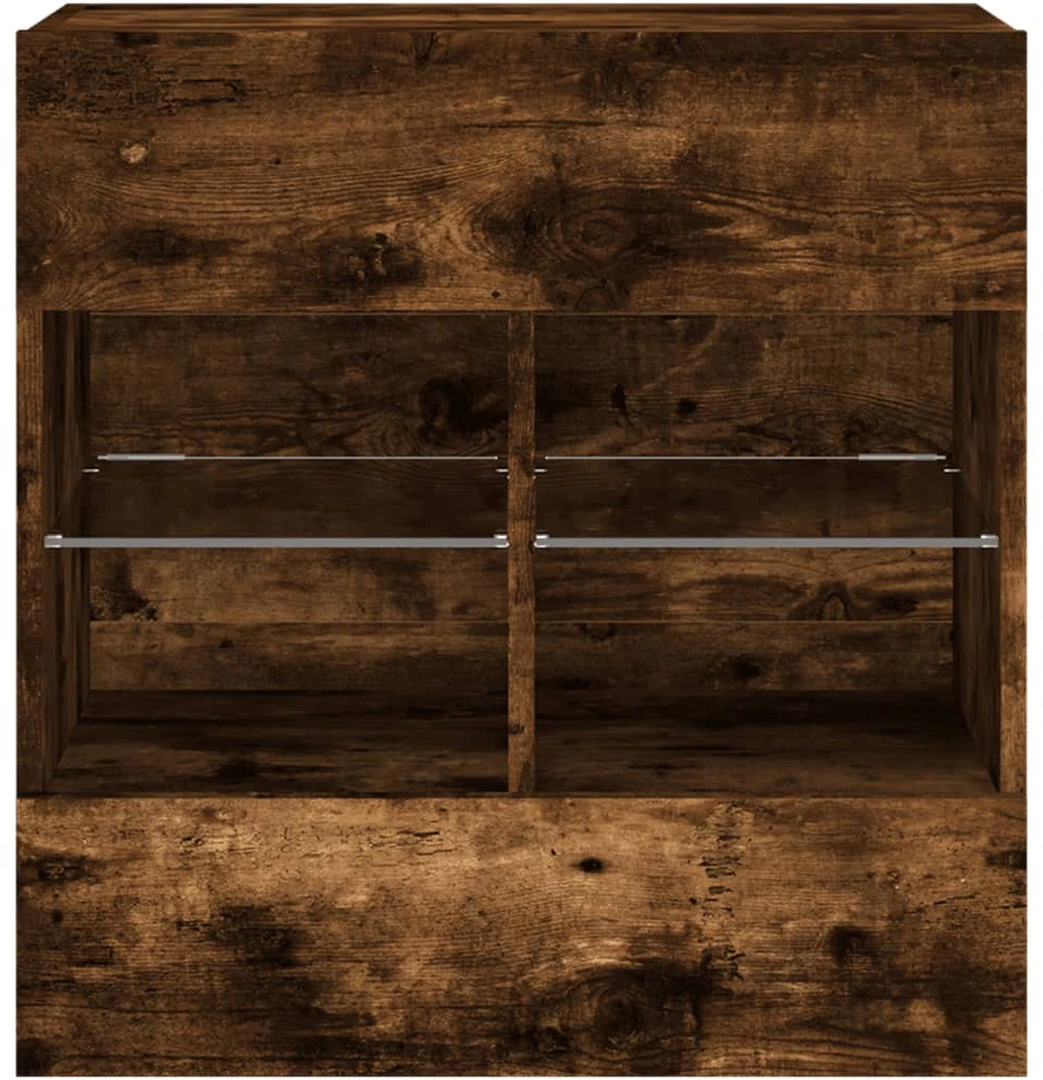 TV staliukas Sieninė TV spintelė su LED lemputėmis, dūminė, 58,5x30x60,5cm