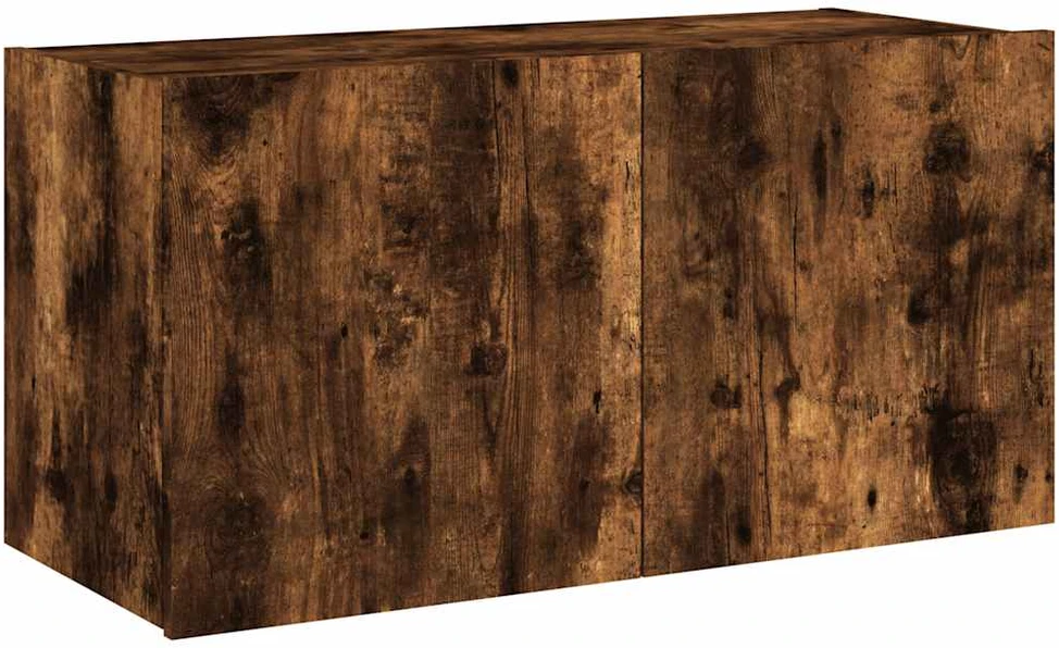 TV staliukas Sieninė TV spintelė su LED lemputėmis, dūminė, 80x35x41cm