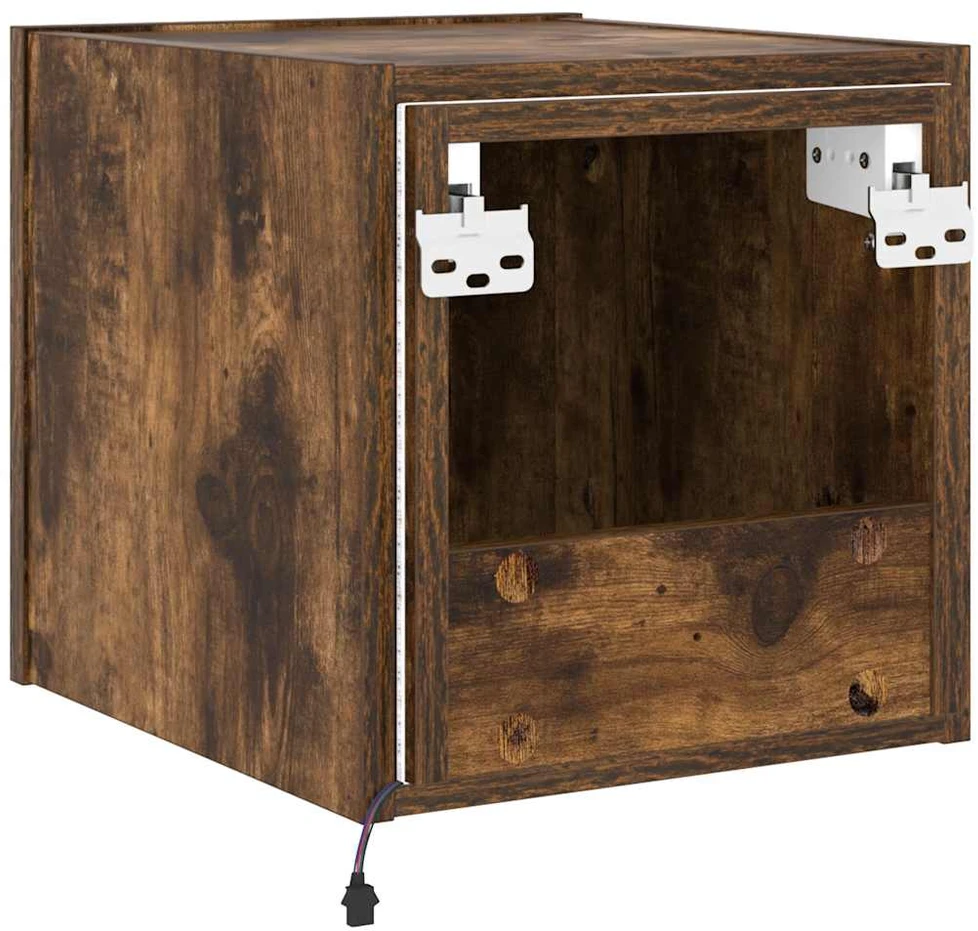 TV staliukas Sieninė TV spintelė su LED lemputėmis, dūminė, 30,5x35x30cm