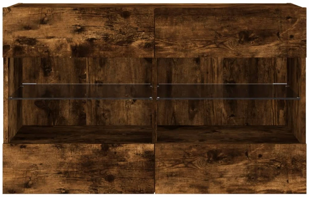 TV staliukas Sieninė TV spintelė su LED lemputėmis, dūminė, 98,5x30x60,5cm