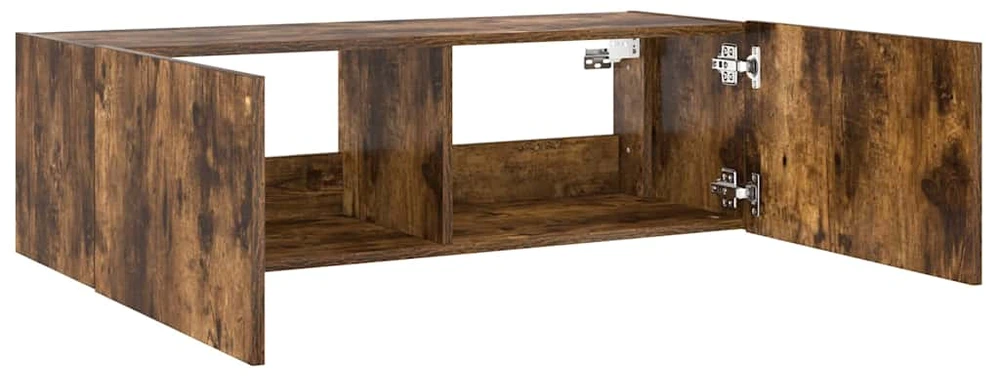 TV staliukas Sieninė TV spintelė su LED lemputėmis, dūminė, 100x35x31cm