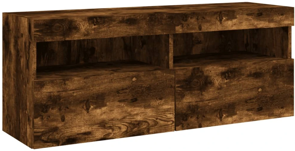 TV staliukas Sieninė TV spintelė su LED lemputėmis, dūminė, 100x30x40cm
