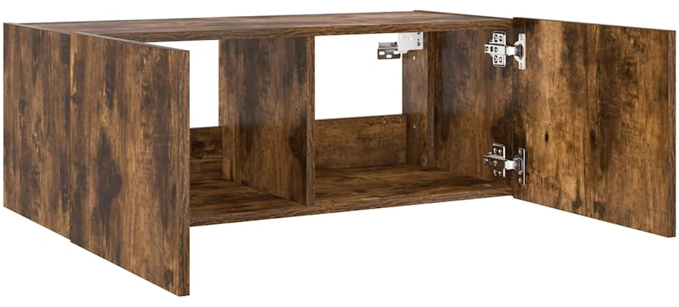 TV staliukas Sieninė TV spintelė su LED lemputėmis, dūminė, 80x35x31cm