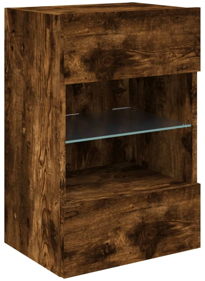 TV staliukas Sieninė TV spintelė su LED lemputėmis, dūminė, 40x30x60,5cm