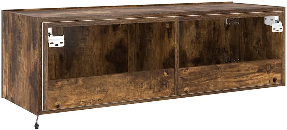 TV staliukas Sieninė TV spintelė su LED lemputėmis, dūminė, 100x35x31cm