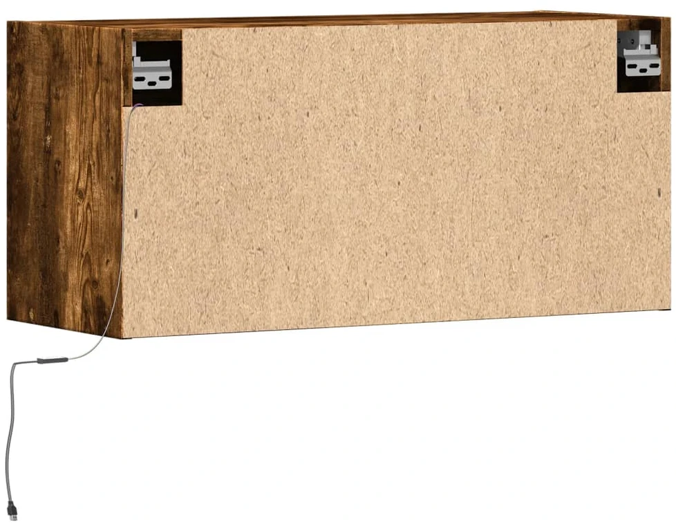 TV staliukas Sieninė TV spintelė su LED lemputėmis, dūminė, 80x31x35cm