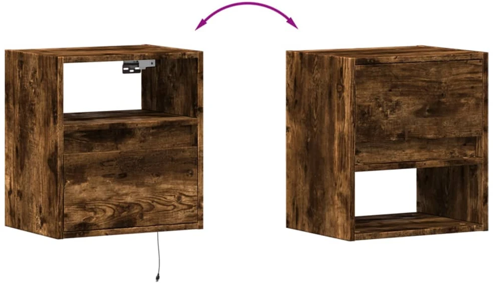 TV staliukas Sieninė TV spintelė su LED lemputėmis, dūminė, 41x31x45cm