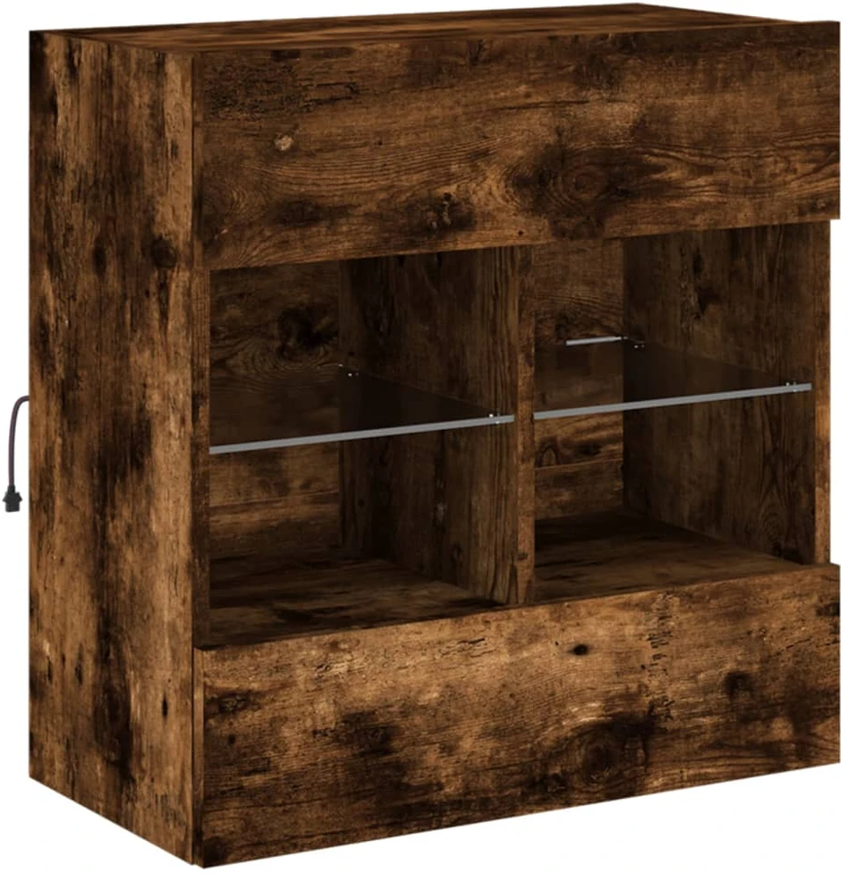 TV staliukas Sieninė TV spintelė su LED lemputėmis, dūminė, 58,5x30x60,5cm