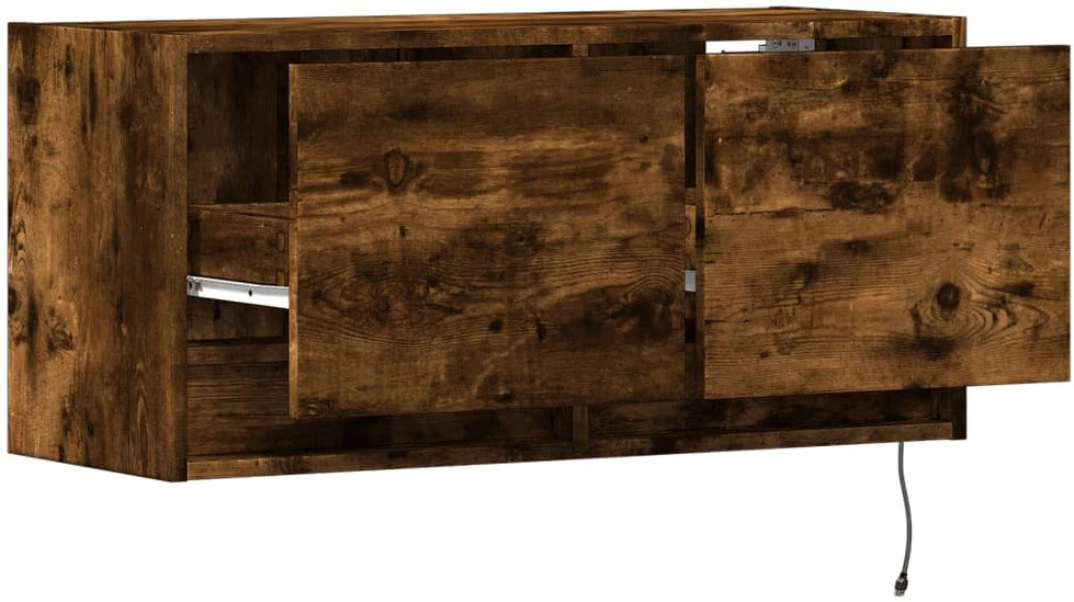 TV staliukas Sieninė TV spintelė su LED lemputėmis, dūminė, 80x31x35cm