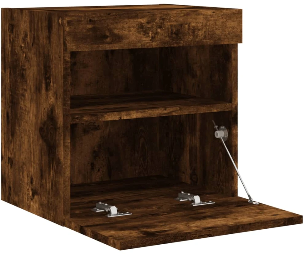 TV staliukas Sieninė TV spintelė su LED lemputėmis, dūminė, 40x30x40cm