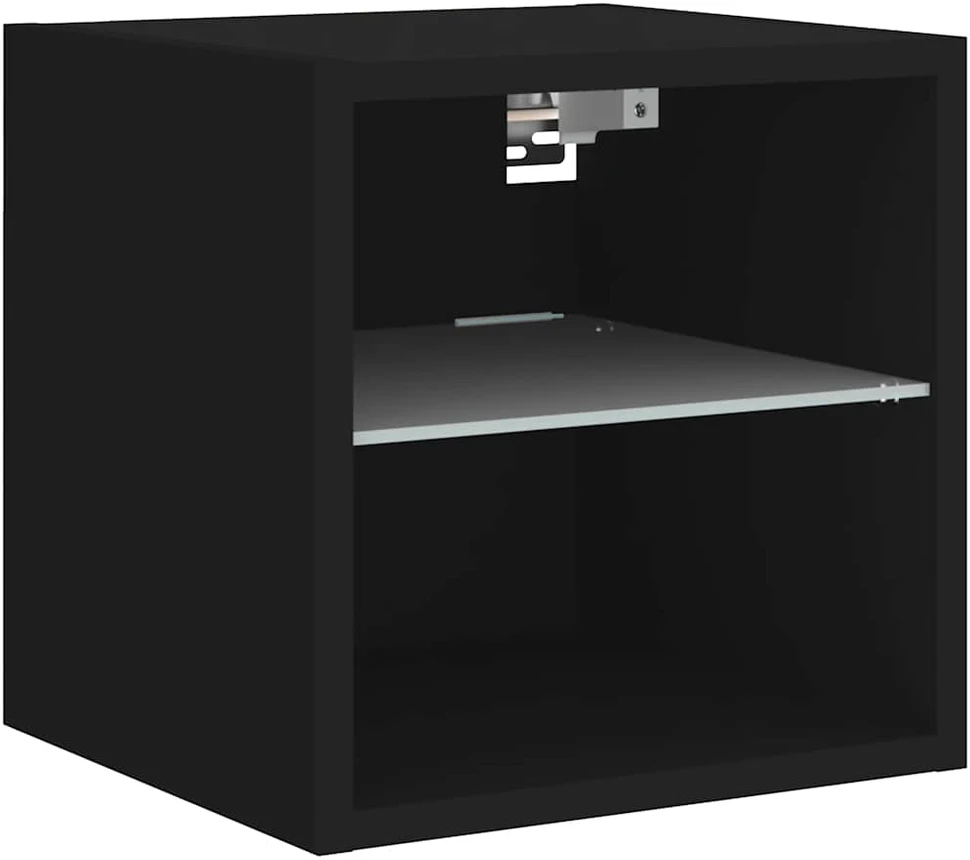 TV staliukas Sieninė TV spintelė su LED lemputėmis, juoda, 30x28,5x30cm
