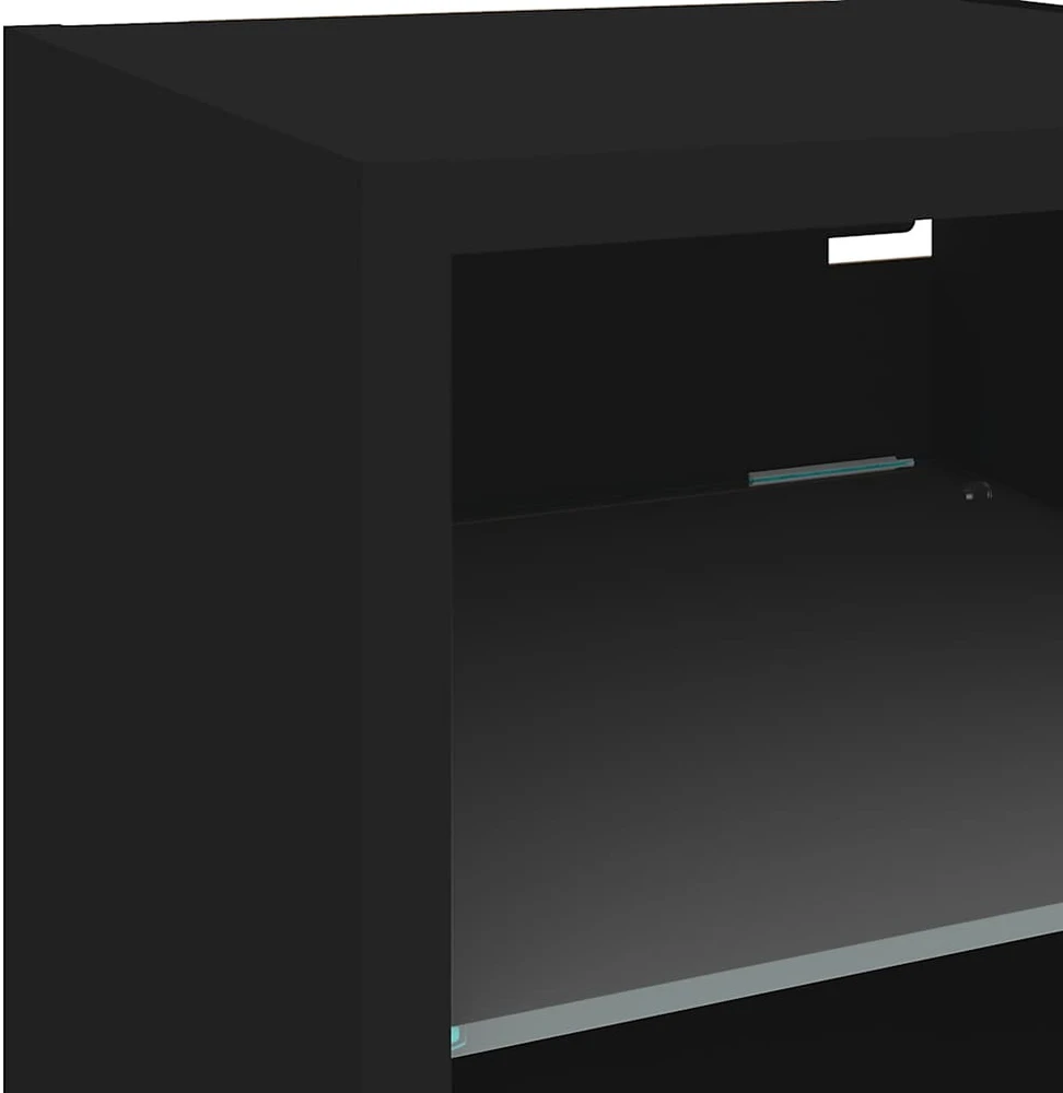TV staliukas Sieninė TV spintelė su LED lemputėmis, juoda, 30x28,5x30cm