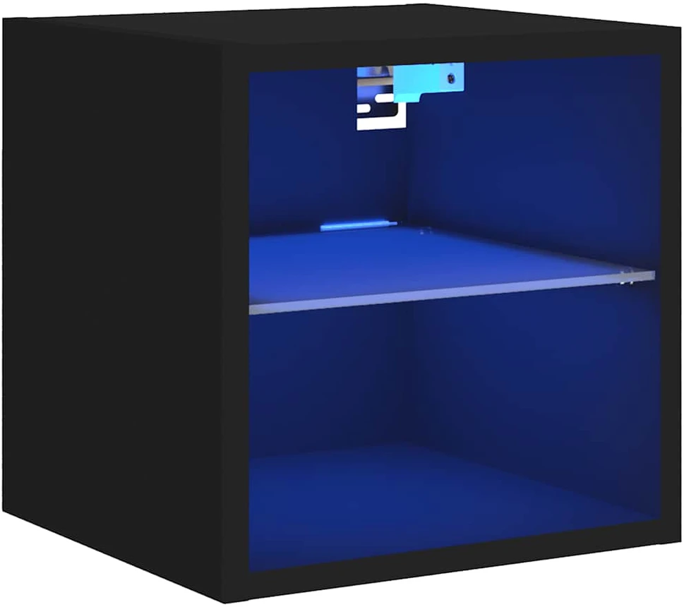 TV staliukas Sieninė TV spintelė su LED lemputėmis, juoda, 30x28,5x30cm