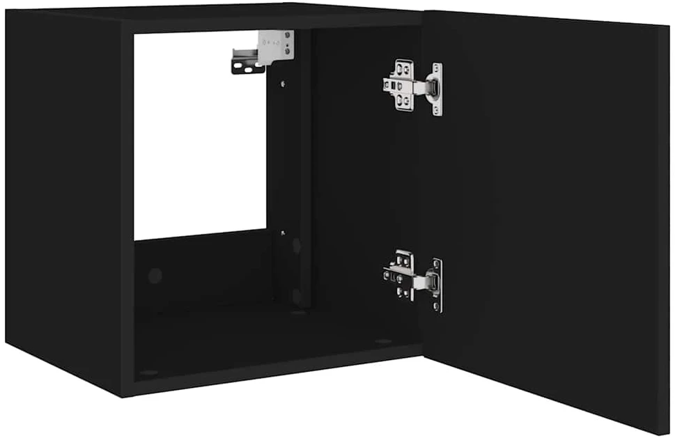 TV staliukas Sieninė TV spintelė su LED lemputėmis, juoda, 40,5x35x40cm