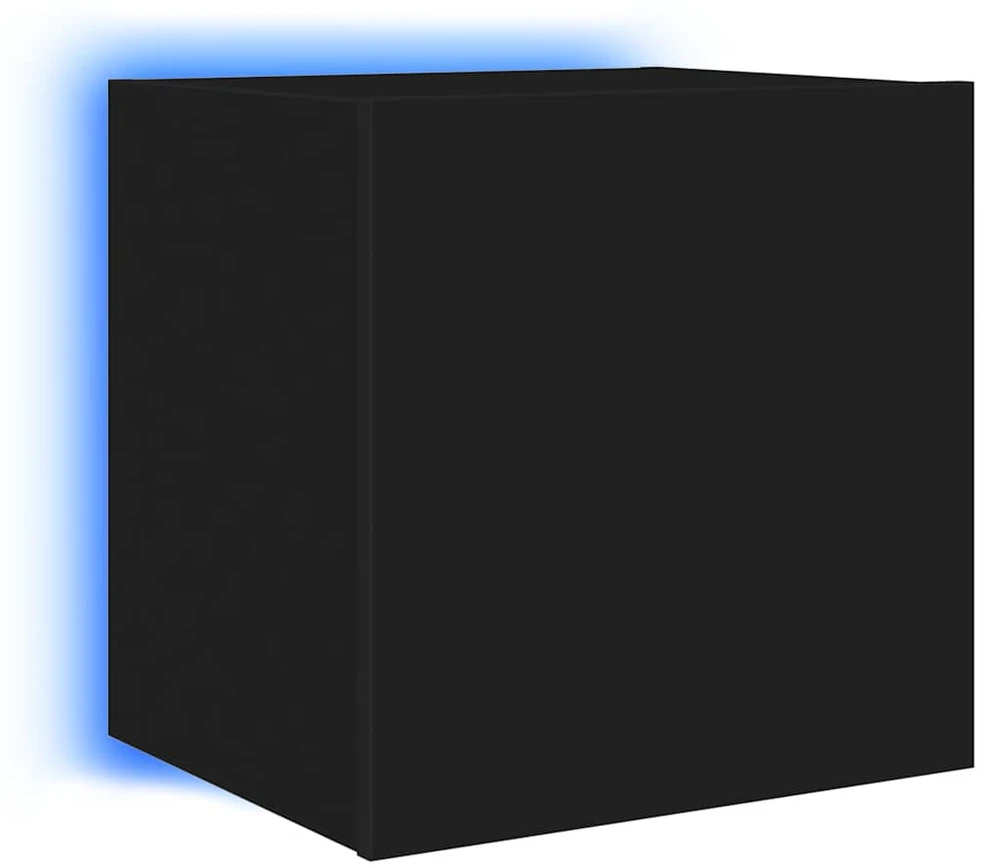 TV staliukas Sieninė TV spintelė su LED lemputėmis, juoda, 40,5x35x40cm