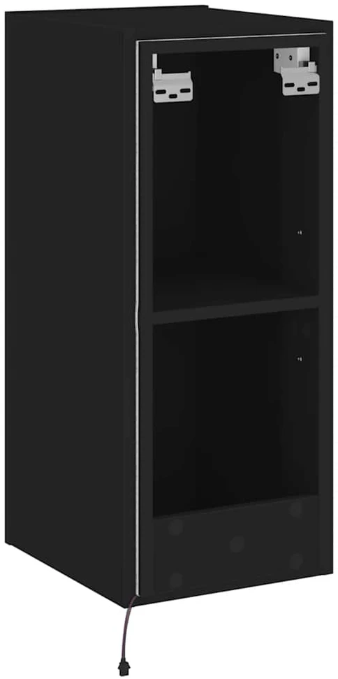 TV staliukas Sieninė TV spintelė su LED lemputėmis, juoda, 30,5x35x70cm