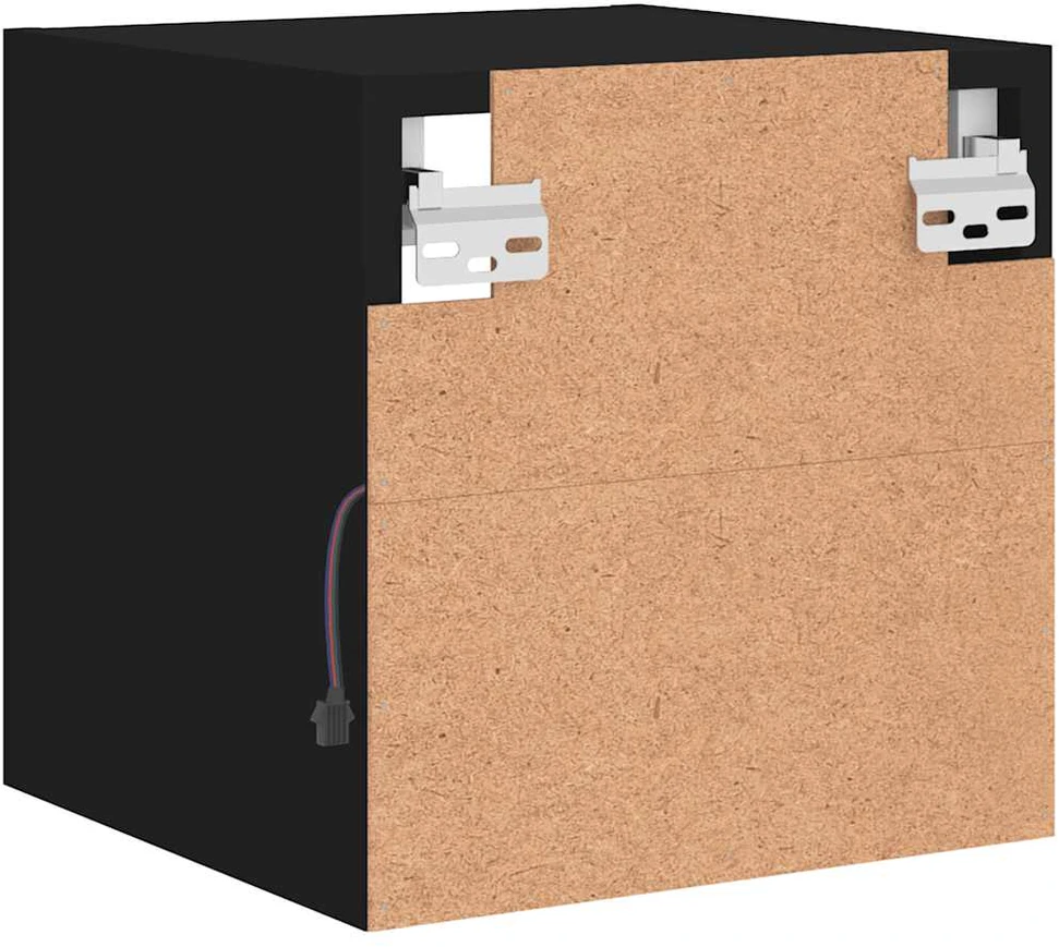 TV staliukas Sieninė TV spintelė su LED lemputėmis, juoda, 30x28,5x30cm