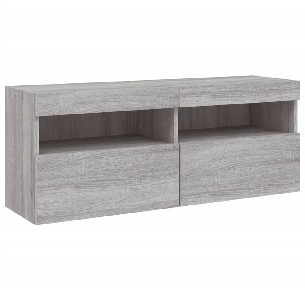 TV staliukas Sieninė TV spintelė su LED lemputėmis, pilka, 100x30x40cm