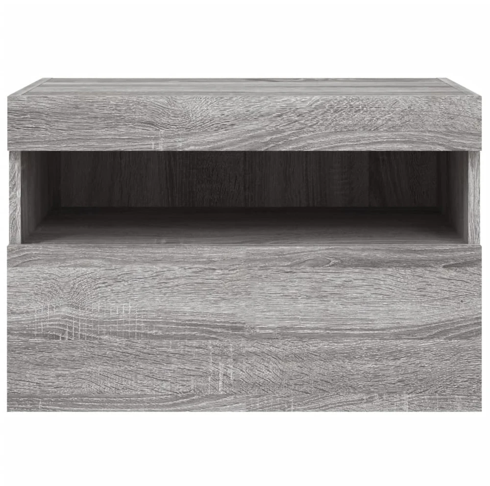 TV staliukas Sieninė TV spintelė su LED lemputėmis, pilka ąžuolo, 60x30x40cm