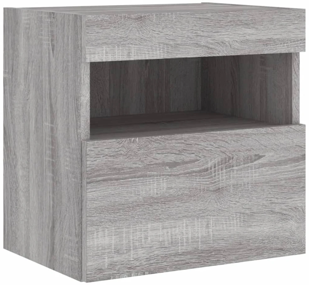 TV staliukas Sieninė TV spintelė su LED lemputėmis, pilka ąžuolo, 40x30x40cm