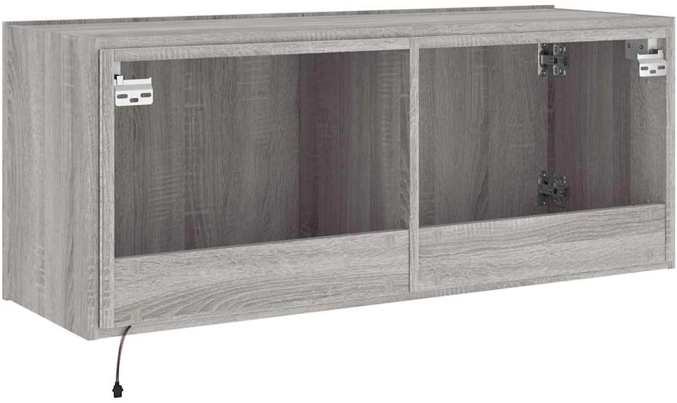 TV staliukas Sieninė TV spintelė su LED lemputėmis, pilka, 100x35x41cm