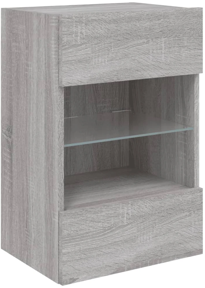TV staliukas Sieninė TV spintelė su LED lemputėmis, pilka, 40x30x60,5cm