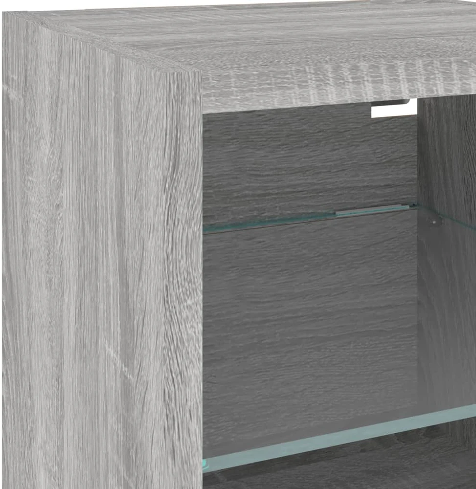 TV staliukas Sieninė TV spintelė su LED lemputėmis, pilka, 30x28,5x30cm