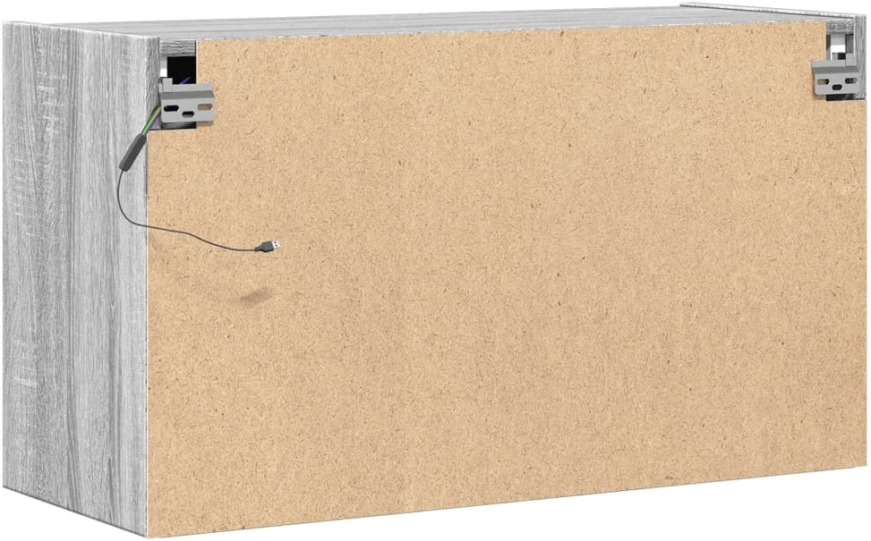 TV staliukas Sieninė TV spintelė su LED lemputėmis, pilka ąžuolo, 80x31x45cm