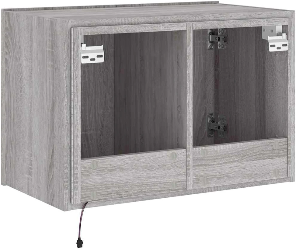 TV staliukas Sieninė TV spintelė su LED lemputėmis, pilka ąžuolo, 60x35x41cm