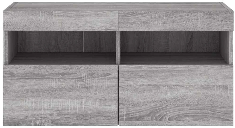 TV staliukas Sieninė TV spintelė su LED lemputėmis, pilka ąžuolo, 80x30x40cm