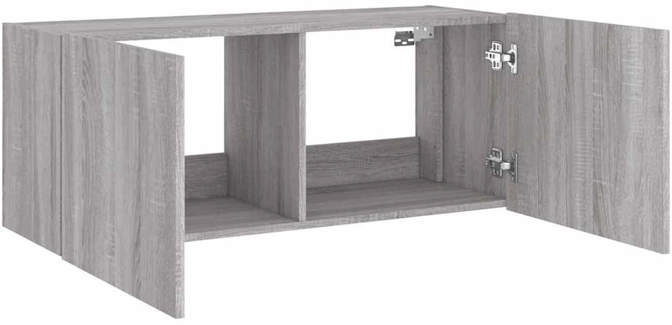 TV staliukas Sieninė TV spintelė su LED lemputėmis, pilka, 100x35x41cm