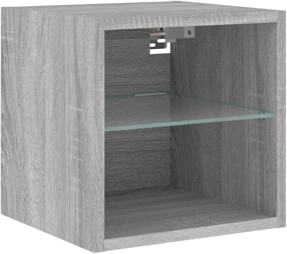 TV staliukas Sieninė TV spintelė su LED lemputėmis, pilka, 30x28,5x30cm