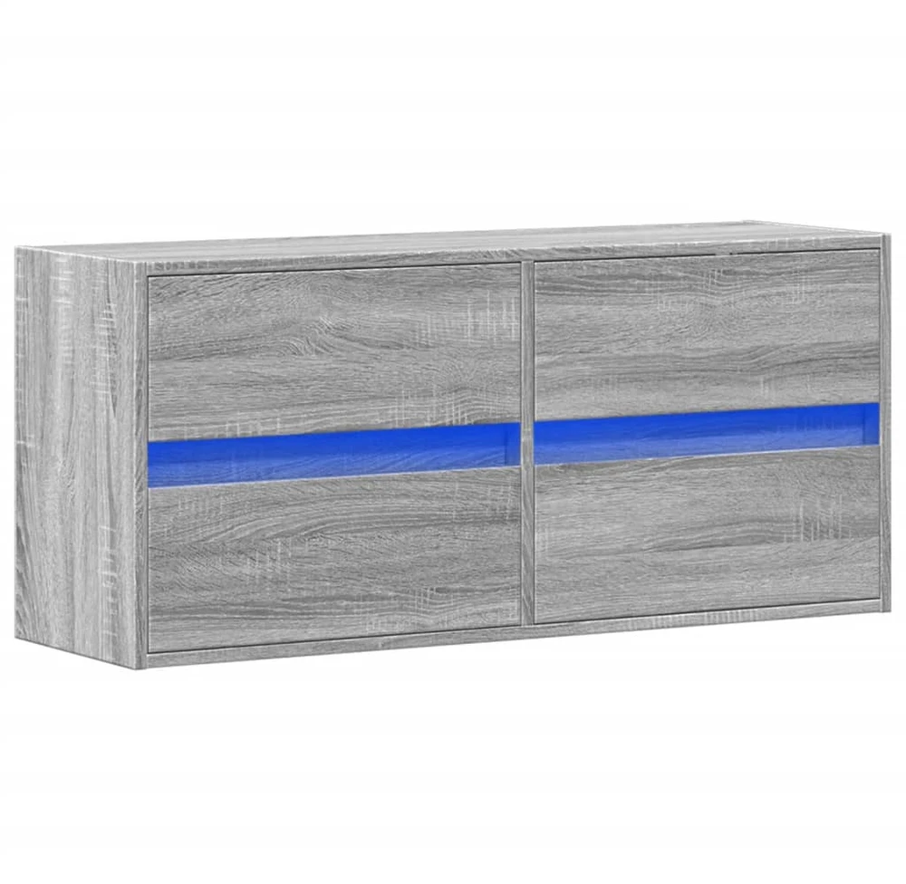 TV staliukas Sieninė TV spintelė su LED lemputėmis, pilka, 100x31x45cm