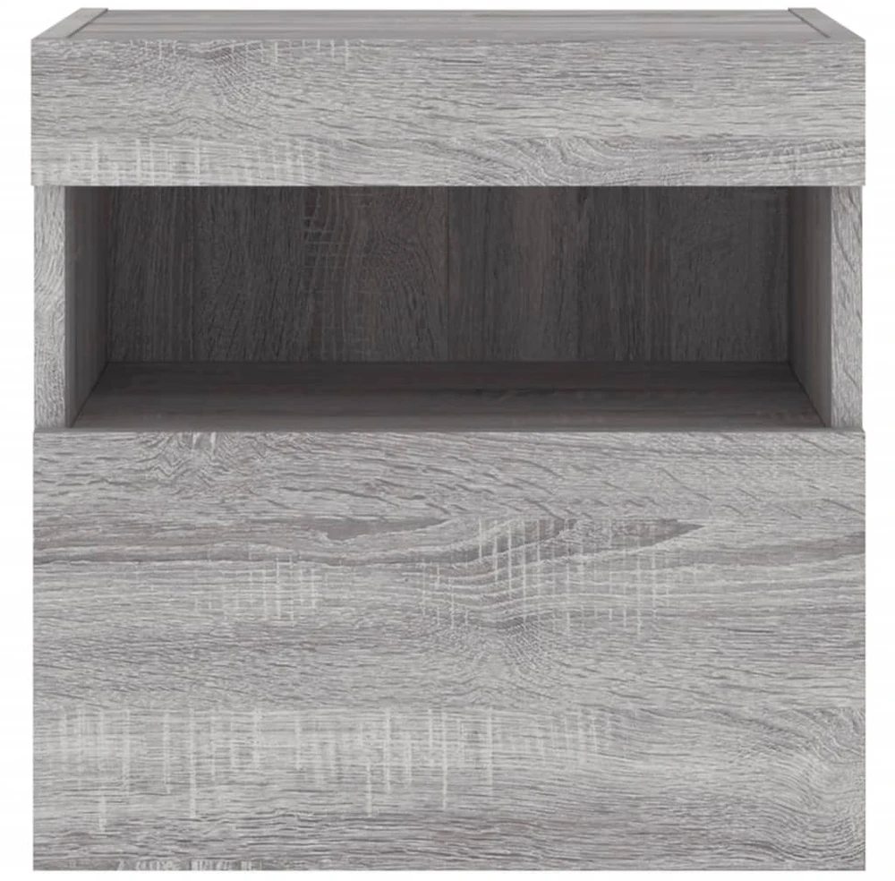 TV staliukas Sieninė TV spintelė su LED lemputėmis, pilka ąžuolo, 40x30x40cm