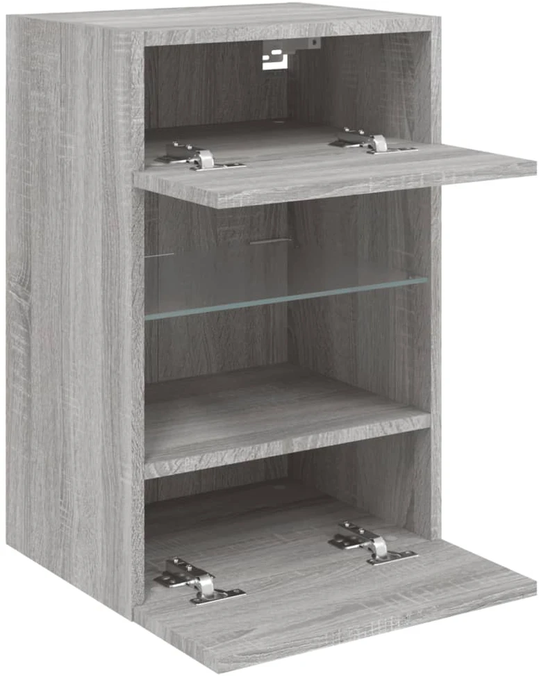 TV staliukas Sieninė TV spintelė su LED lemputėmis, pilka, 40x30x60,5cm