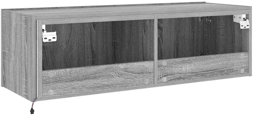 TV staliukas Sieninė TV spintelė su LED lemputėmis, pilka, 100x35x31cm