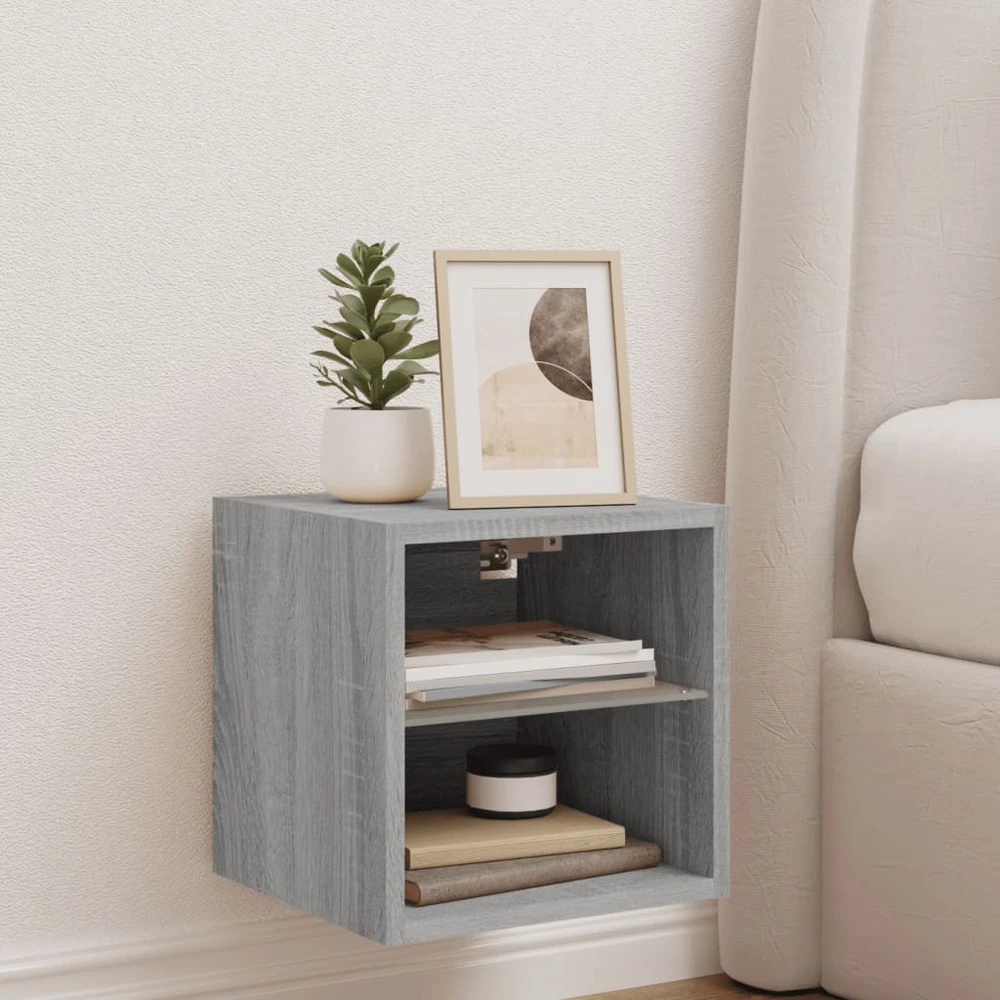 TV staliukas Sieninė TV spintelė su LED lemputėmis, pilka, 30x28,5x30cm