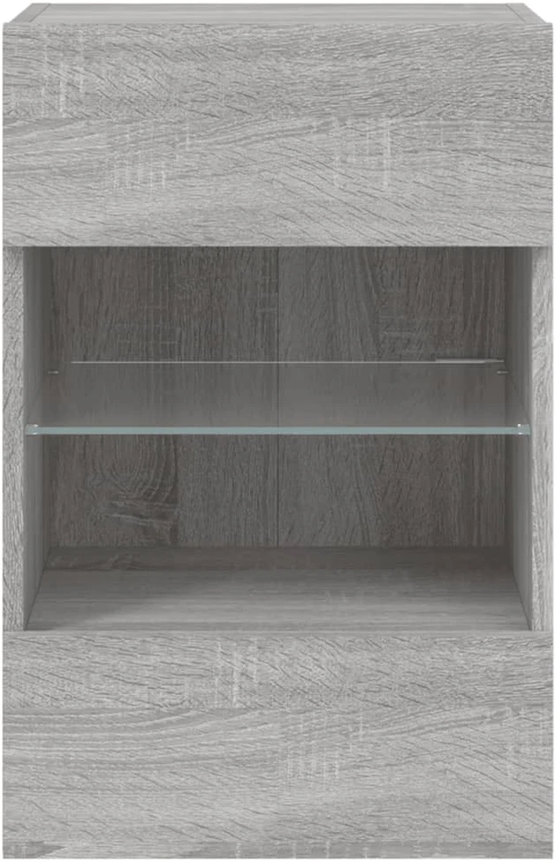TV staliukas Sieninė TV spintelė su LED lemputėmis, pilka, 40x30x60,5cm