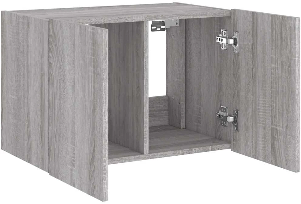 TV staliukas Sieninė TV spintelė su LED lemputėmis, pilka ąžuolo, 60x35x41cm