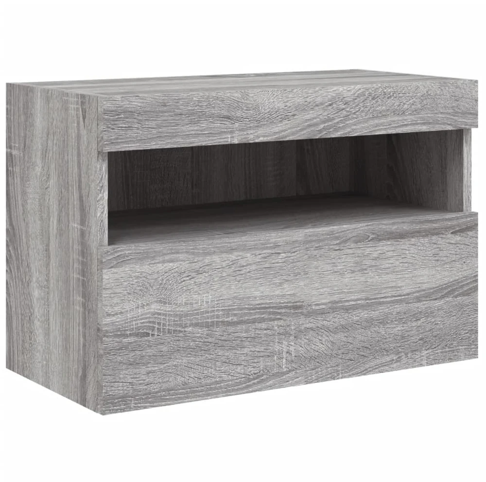 TV staliukas Sieninė TV spintelė su LED lemputėmis, pilka ąžuolo, 60x30x40cm