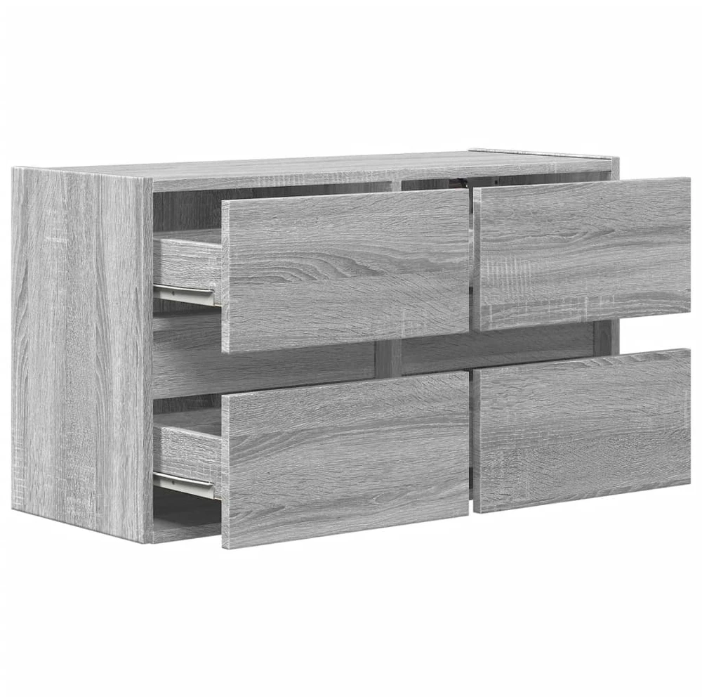 TV staliukas Sieninė TV spintelė su LED lemputėmis, pilka ąžuolo, 80x31x45cm