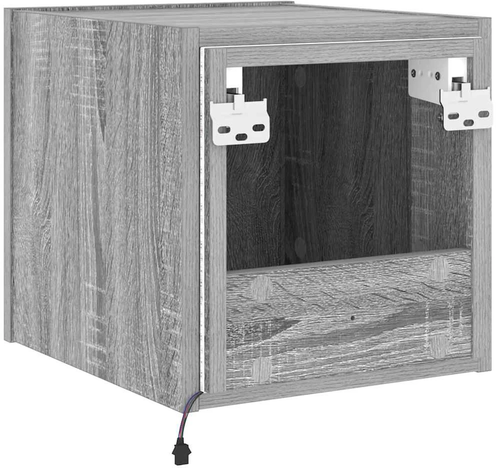 TV staliukas Sieninė TV spintelė su LED lemputėmis, pilka, 30,5x35x30cm