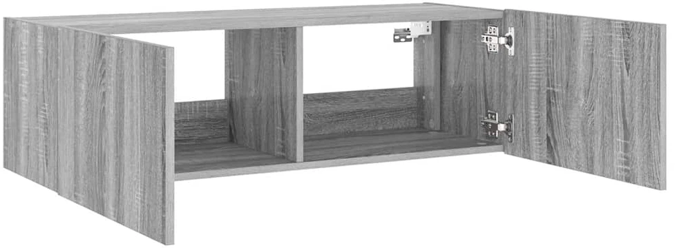 TV staliukas Sieninė TV spintelė su LED lemputėmis, pilka, 100x35x31cm