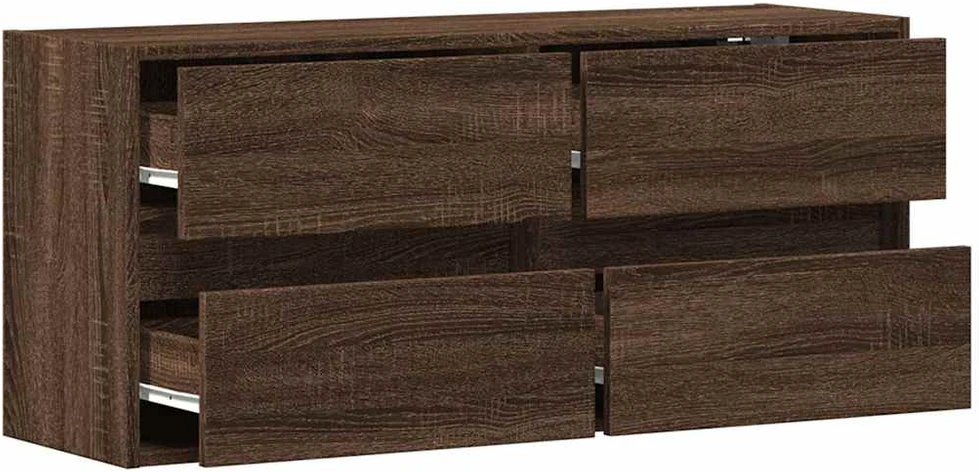 TV staliukas Sieninė TV spintelė su LED lemputėmis, ruda ąžuolo, 100x31x45cm