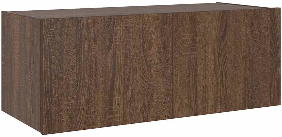 TV staliukas Sieninė TV spintelė su LED lemputėmis, ruda ąžuolo, 80x35x31cm
